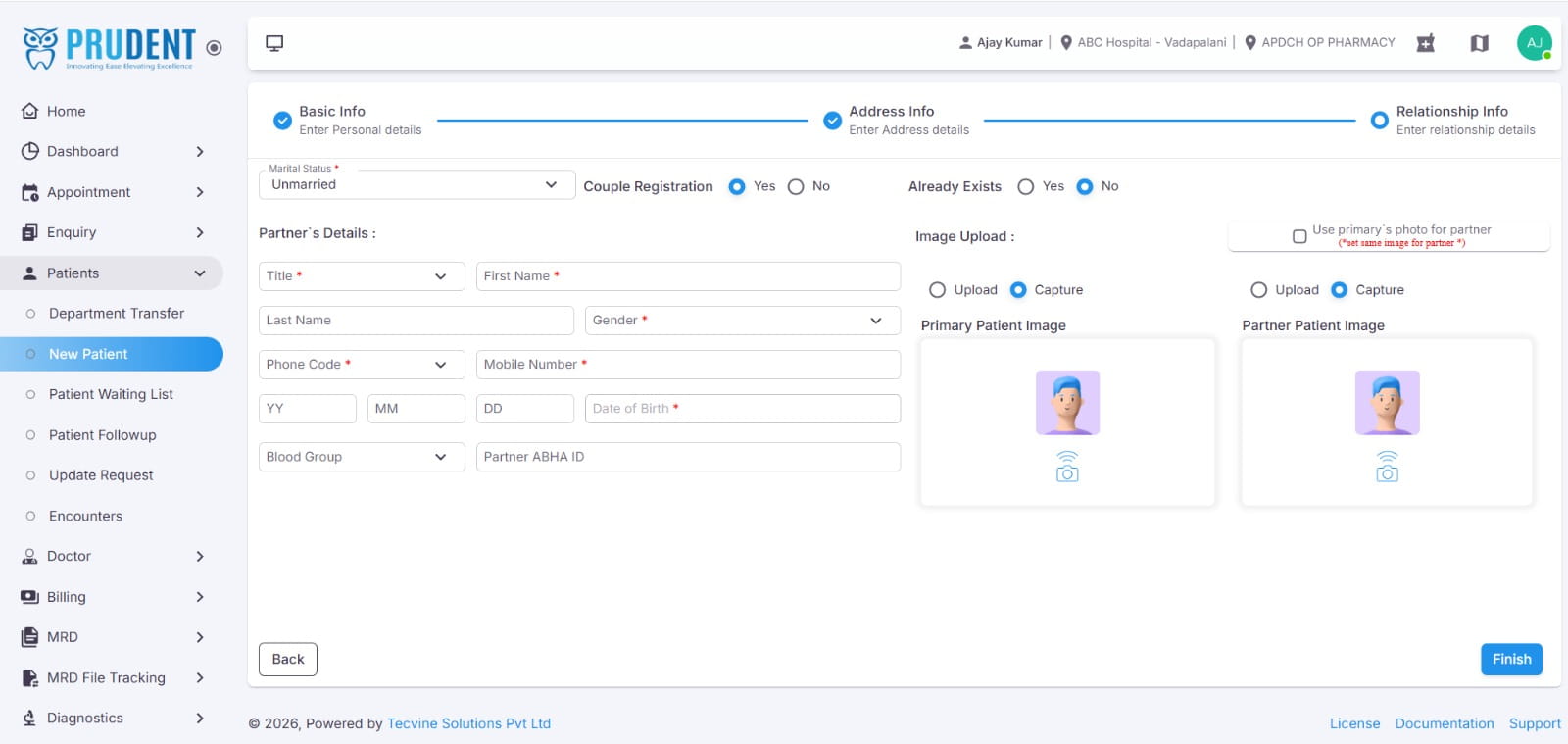 Couple Registration - Partner Details in Relationship Info